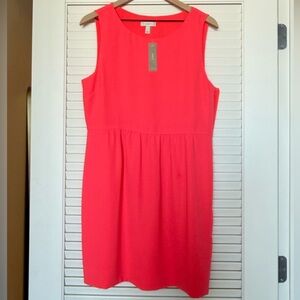 J. Crew Coral-Red Sleeveless Crepe Shift Dress Size 12